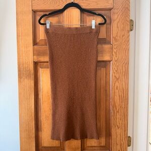 In Loom Cinnamon Ribbed Pencil Skirt